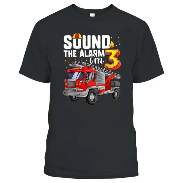 3 Years Old Firetruck  Birthday Toddler Firefighter T-Shirt