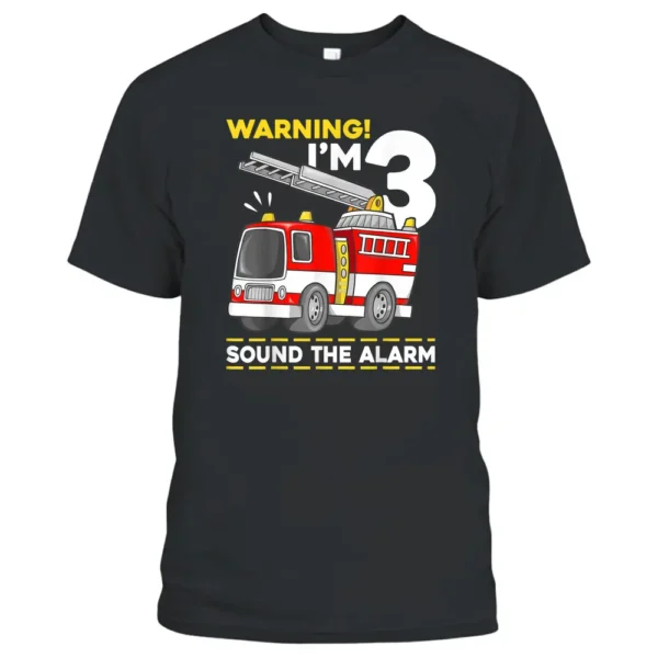 3rd Birthday Boy Toddler Fire Truck 3 Year Old Firefighter T-Shirt