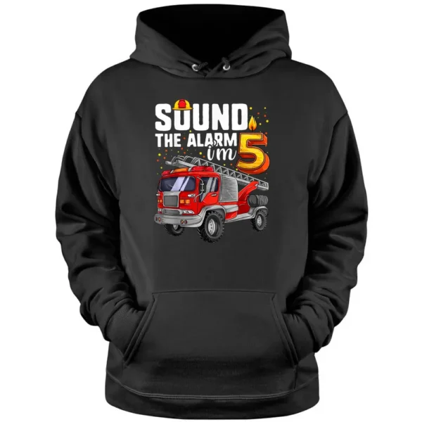 5 Years Old Firetruck  Birthday Boy Firefighter Pullover Hoodie