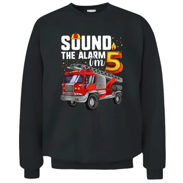 5 Years Old Firetruck  Birthday Boy Firefighter Pullover Sweatshirt