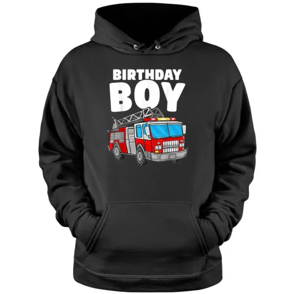 Birthday Boy Fire Truck Firefighter Fireman Birthday Crew Pullover Hoodie