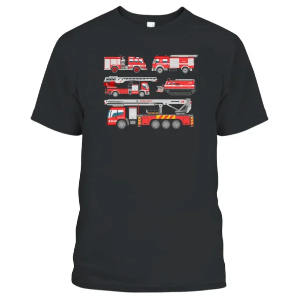 Cool Rescue Fire Trucks Boys Girls Firefighter T-Shirt