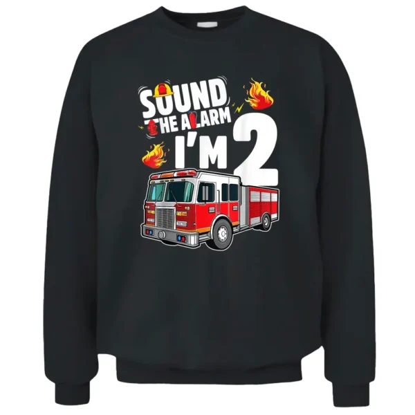 Fire Truck 2nd Birthday Boy Firefighter 2 Year Old Pullover Sweatshirt