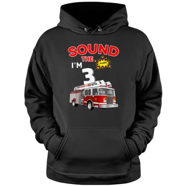 Fire Truck 3 Year Old Firefighter 3rd Birthday Boy Toddler Pullover Hoodie