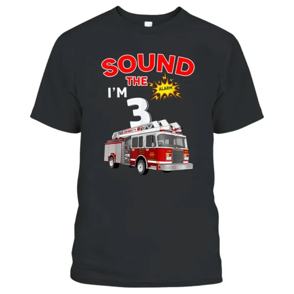 Fire Truck 3 Year Old Firefighter 3rd Birthday Boy Toddler T-Shirt