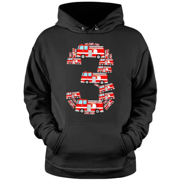 Fire Truck 3rd Birthday Boy 3 Year Old Firefighter Pullover Hoodie