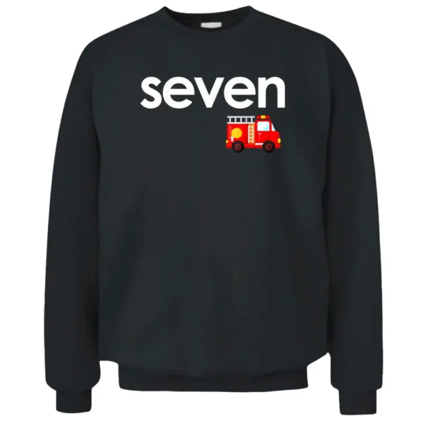 Fire Truck 7th Birthday Boy Toddler 7 Year Old Firefighter Pullover Sweatshirt