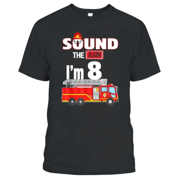 Fire Truck 8 Year Old Firefighter 8th Birthday Boy Toddler T-Shirt