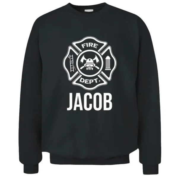 Fireman Jacob Name Firefighter Logo Symbol Pullover Sweatshirt