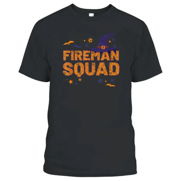 Fireman Squad Witch Halloween Firefighter Matching T-Shirt