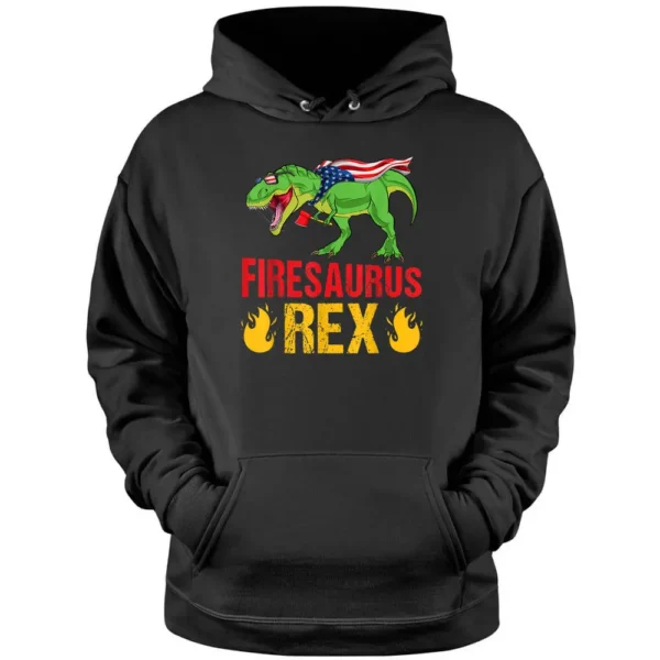 Firesaurus Rex Dinosaurs Vintage Firefighter Fireman Pullover Hoodie