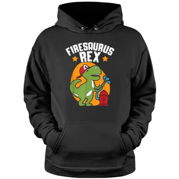 Firesaurus Rex Fireman Fire Rescue Firefighter Dinosaur Pullover Hoodie