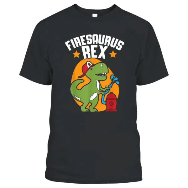 Firesaurus Rex Fireman Fire Rescue Firefighter Dinosaur T-Shirt