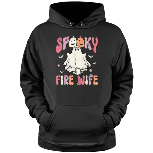 Groovy Halloween Spooky Fire Wife Firefighter Ghost Costume Pullover Hoodie