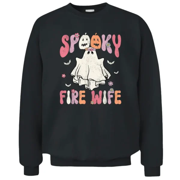 Groovy Halloween Spooky Fire Wife Firefighter Ghost Costume Pullover Sweatshirt