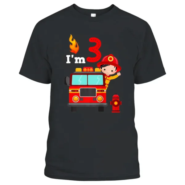 I'm 3rd Birthday Boy Fire Engine Truck Toddler Firefighter T-Shirt