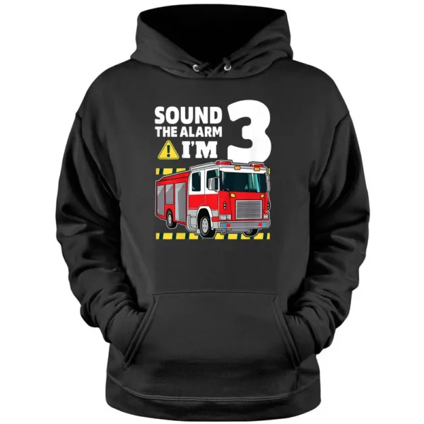 Kids 3rd Birthday Boy Fire Truck 3 Three Year Old Firefighter Pullover Hoodie