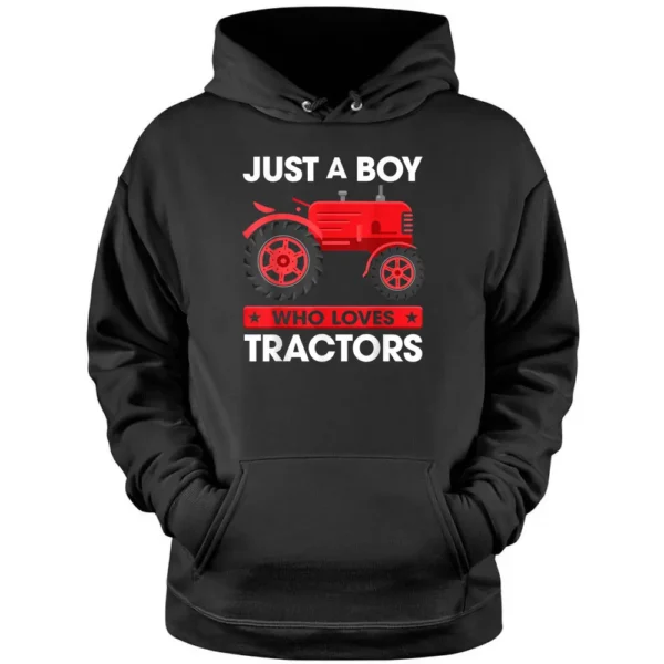 Just A Boy Who Loves Tractors Kids Farm Tractor Funny Farmer Pullover Hoodie