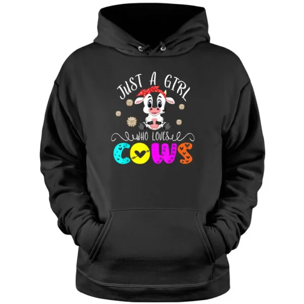 Just A Girl Who Loves Cows Floral Cow Bow Tie Farmer Lover Pullover Hoodie