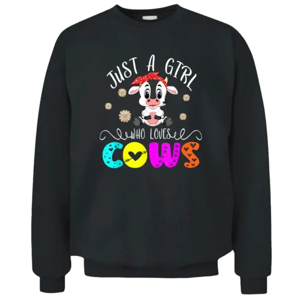 Just A Girl Who Loves Cows Floral Cow Bow Tie Farmer Lover Pullover Sweatshirt