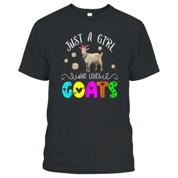 Just A Girl Who Loves Goats Floral Goat Bow Tie Farmer Lover T-Shirt