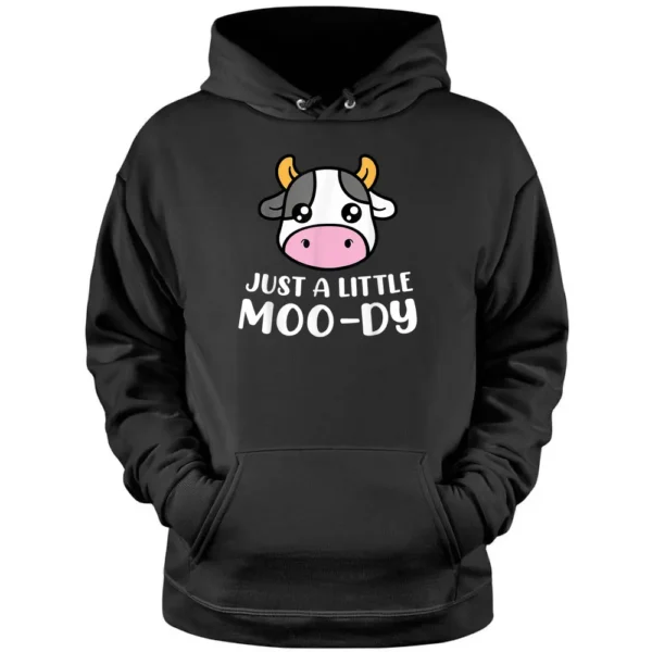 Just A Little Moo-Dy Cute Cow Lover Farmer Animal Lovers Pullover Hoodie