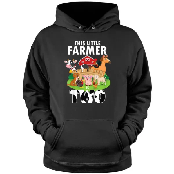 Kids 2 Years Old Boy Farmer 2nd Birthday Farm Animals Kids Pullover Hoodie