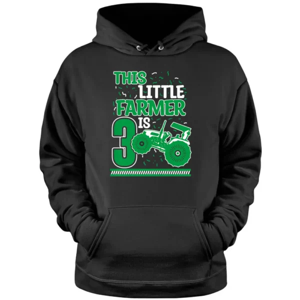 Kids 3 Years Old Boy Tractor Little Farmer 3rd Birthday Kids Pullover Hoodie