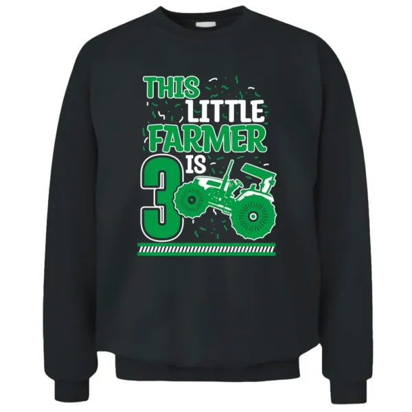 Kids 3 Years Old Boy Tractor Little Farmer 3rd Birthday Kids Pullover Sweatshirt