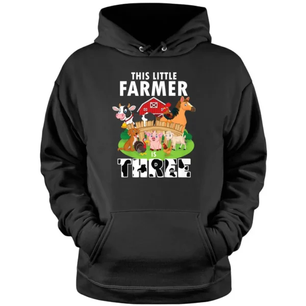 Kids 3rd Birthday Farm Animals Cute 3 Yrs Old Little Farmer Pullover Hoodie