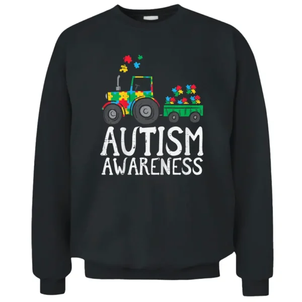 Kids Tractor Autism Awareness Farmer Truck Toddler Boys Kids Pullover Sweatshirt