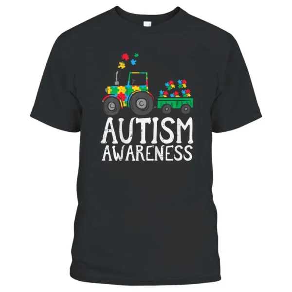 Kids Tractor Autism Awareness Farmer Truck Toddler Boys Kids T-Shirt