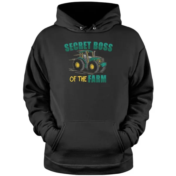 Kids Tractor Boy Young Farmer Secret Boss Of The Farm Pullover Hoodie