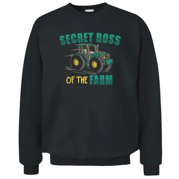 Kids Tractor Boy Young Farmer Secret Boss Of The Farm Pullover Sweatshirt