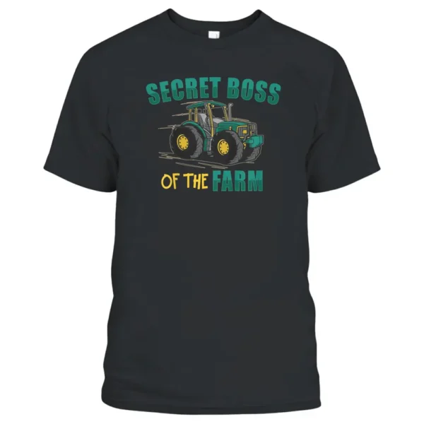 Kids Tractor Boy Young Farmer Secret Boss Of The Farm T-Shirt