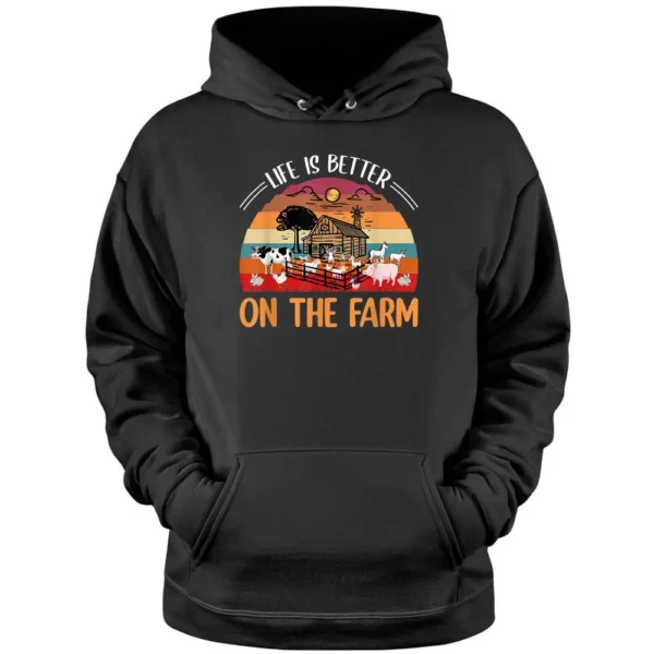 Life Is Better On The Farm Animals Retro Country Farm Girls Pullover Hoodie