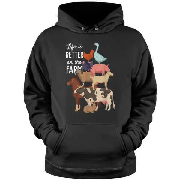 Life Is Better On The Farm Cute Animals Country Farmer Pullover Hoodie