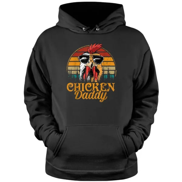 Mens Chicken Daddy Vintage Poultry Farmer Funny Fathers Day Mens Pullover Hoodie