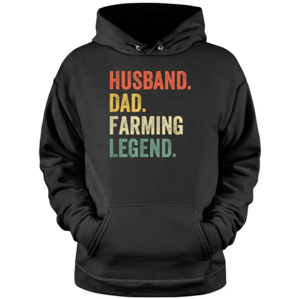 Mens Funny Farmer Husband Dad Farming Legend Vintage Pullover Hoodie