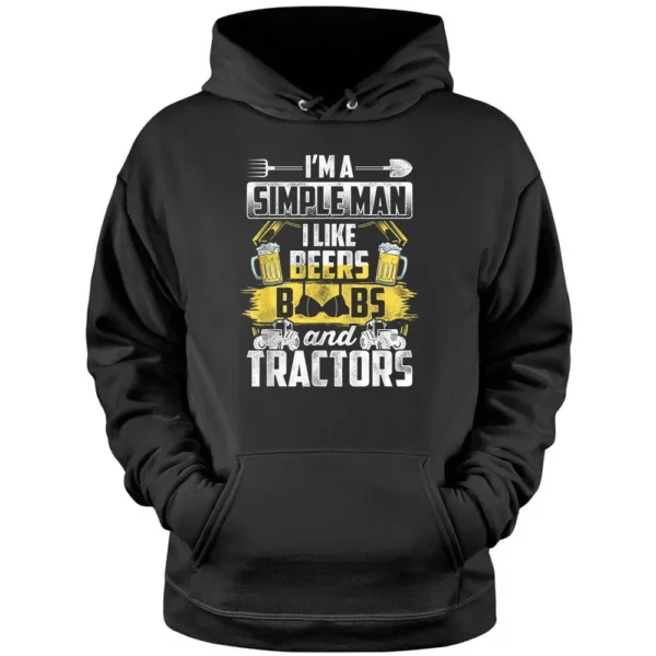 Mens I'm A Simple Man I Like Beer Boobs And Tractors Farmer Field Pullover Hoodie