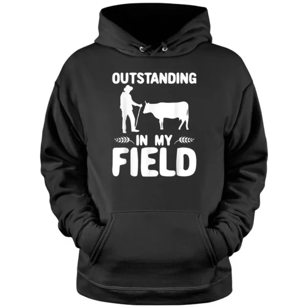 Mens Outstanding In My Field Dairy Cow Farmer Pullover Hoodie