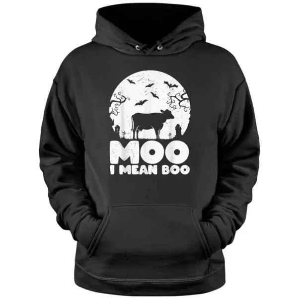 Moo I Mean Boo Funny Halloween Farmer Cow Lover Pullover Hoodie