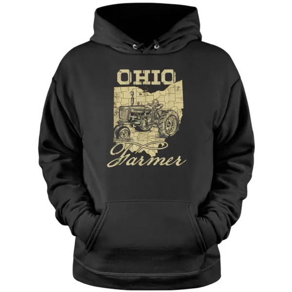 Ohio Farmer Tractor Lover State Map Farming Local Farmer Pullover Hoodie