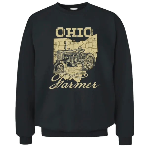 Ohio Farmer Tractor Lover State Map Farming Local Farmer Pullover Sweatshirt