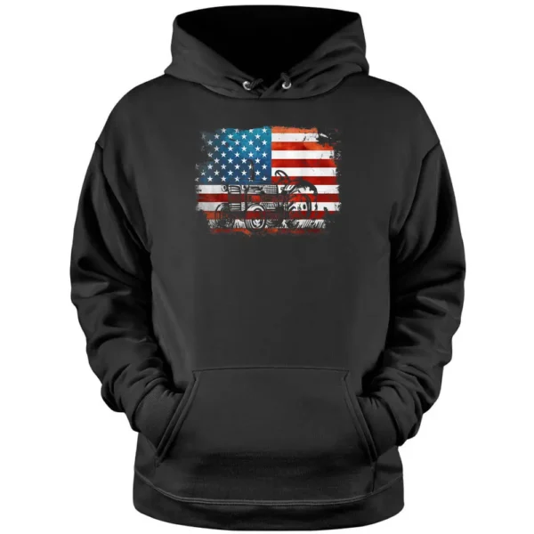 Patriotic Farmer American Flag Tractor 4th Of July Farmer Pullover Hoodie