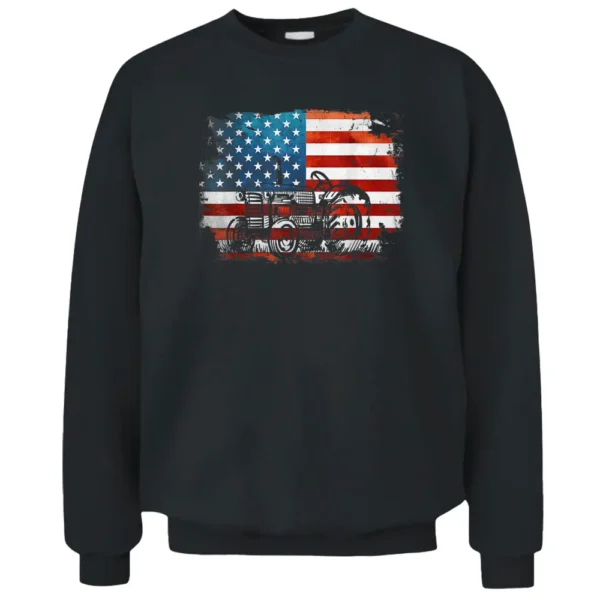 Patriotic Farmer American Flag Tractor 4th Of July Farmer Pullover Sweatshirt