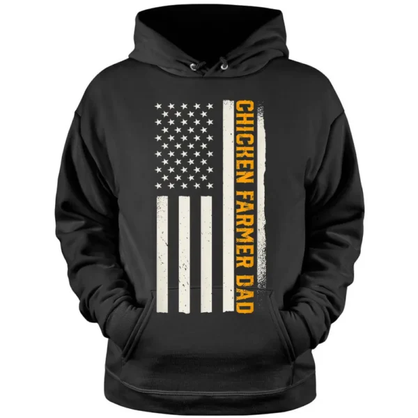 Patriotic Hog Farming Farm Agriculture Chicken Farmer Dad Pullover Hoodie