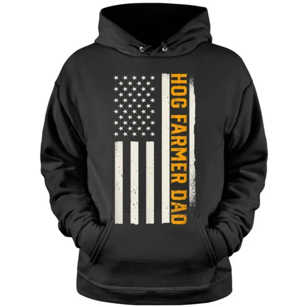 Patriotic Hog Farming Farm Agriculture Pig Farmer Dad Pullover Hoodie