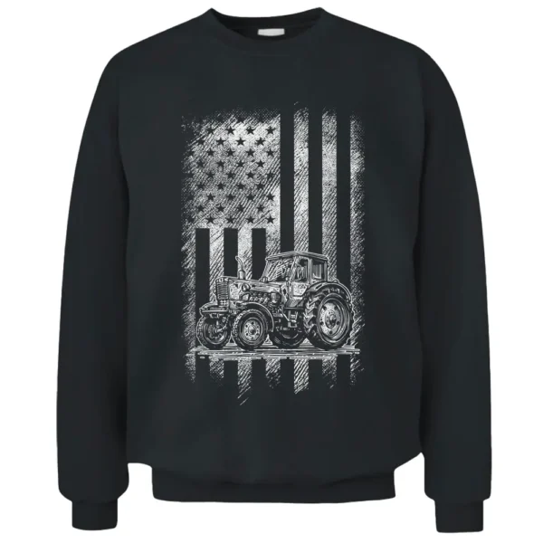 Patriotic Tractor American Flag Tractor Farmer Farm Gift Men Pullover Sweatshirt