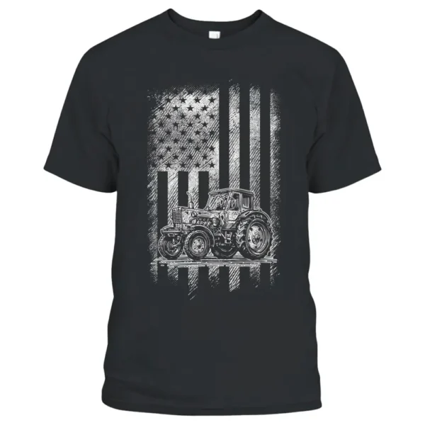 Patriotic Tractor American Flag Tractor Farmer Farm Gift Men T-Shirt